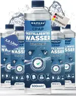 Mapeau CPAP destilliertes Wasser für CPAP-Geräte, Wasser für Sauerstoffgerät, Inhalator, Luftbefeuchter, Atemgas-Befeuchtung (5x 500ml)