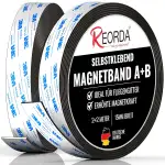 REORDA® Magnetband A B (EXTRA STARKER MARKEN-KLEBER) selbstklebender Magnetstreifen für Fliegengitter & Moskitonetze für beste gegenseitige Anziehung - Magnetband selbstklebend