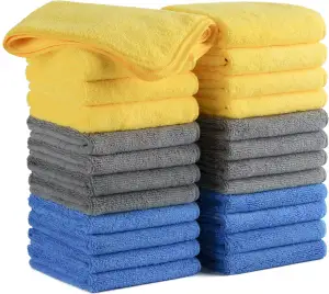 Polyte - hochwertige Mikrofaser-Reinigungstücher - Blau, Grau, Gelb - 40 x 40 cm